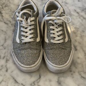 Vans Silver Glitter Low Top Sneakers